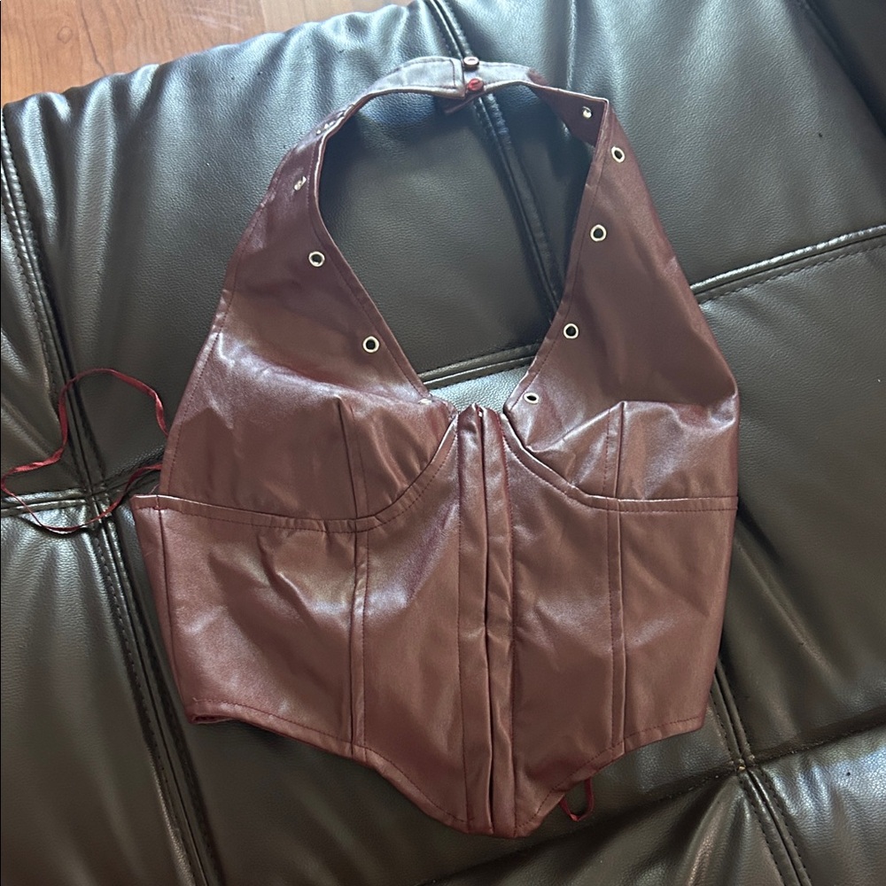 Maroon Halter Corset Top